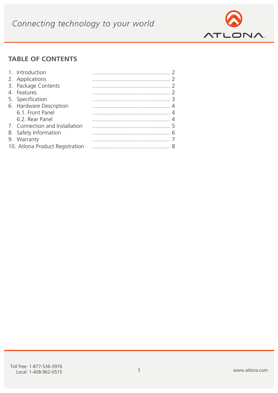 Atlona RGB45SR User Manual | Page 2 / 9