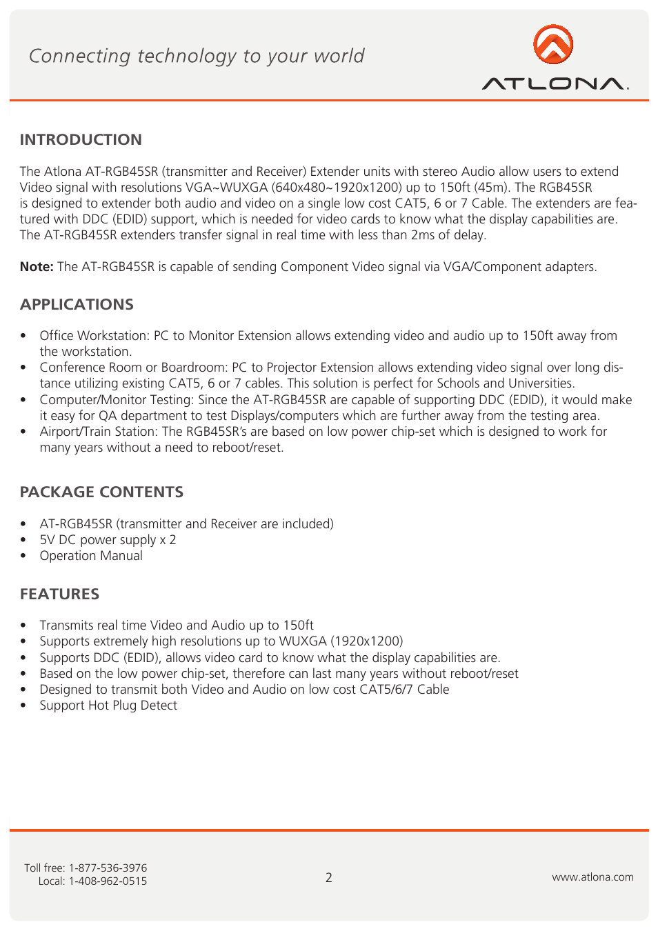 Atlona RGB45SR User Manual | Page 3 / 9