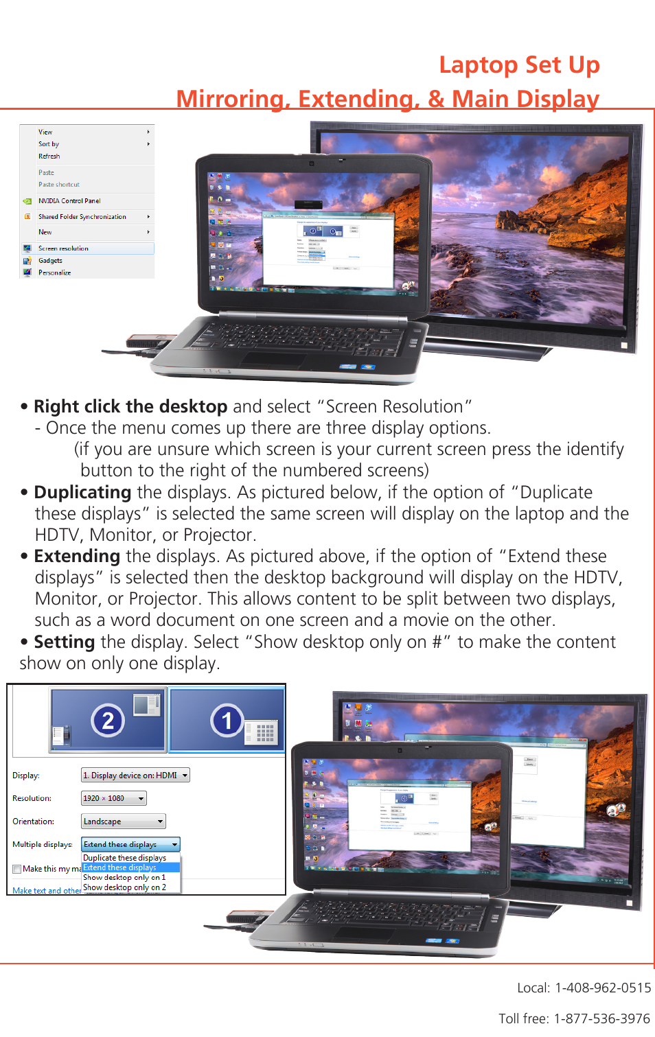 Mirroring, extending, & main display laptop set up | Atlona Lc2 User Manual | Page 7 / 12