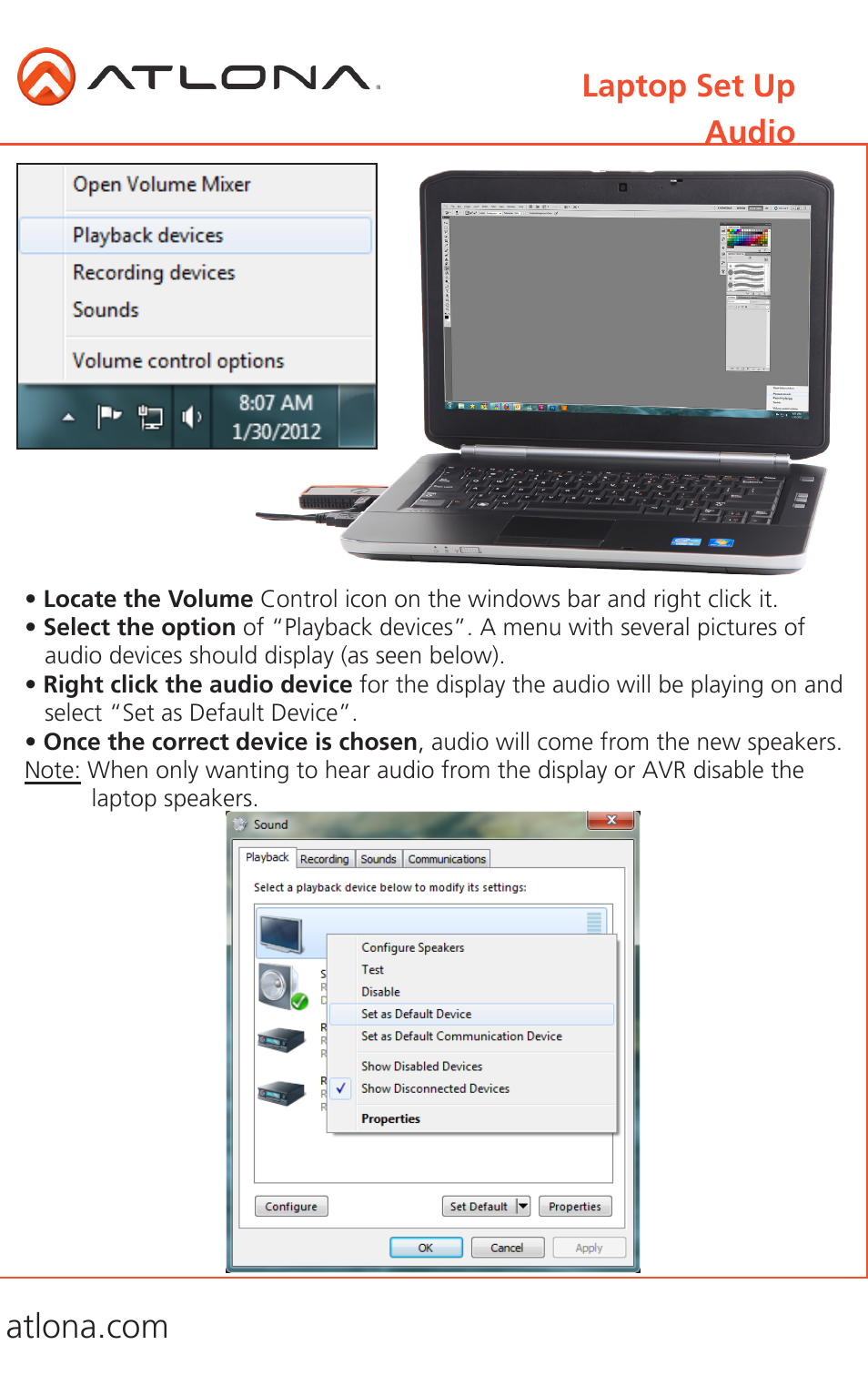 Laptop set up audio | Atlona Lc2 User Manual | Page 8 / 12