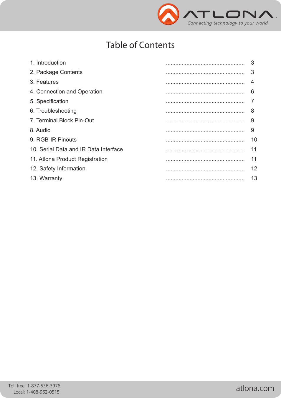 Atlona Fiber User Manual | Page 2 / 13