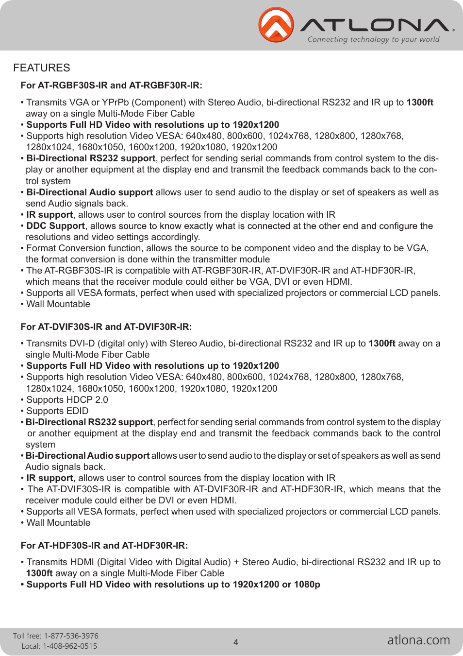 Atlona Fiber User Manual | Page 4 / 13