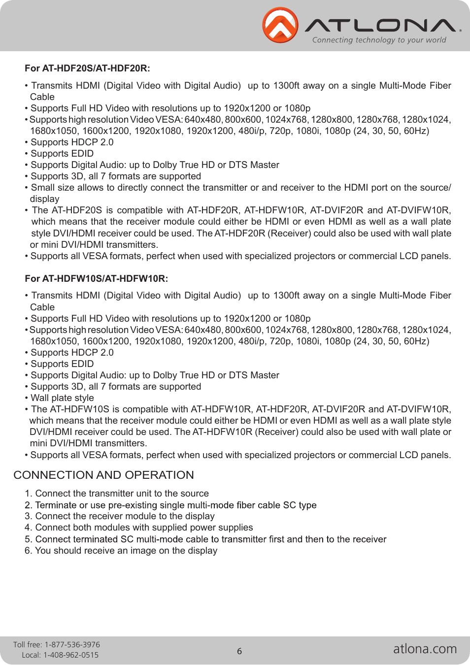 Atlona Fiber User Manual | Page 6 / 13
