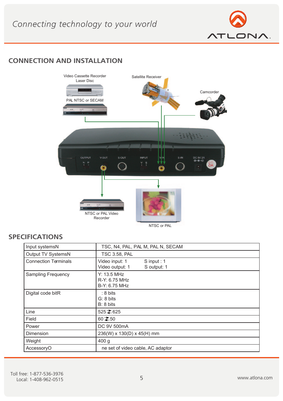 Connection and installation specifications | Atlona CDM 660 User Manual | Page 5 / 8