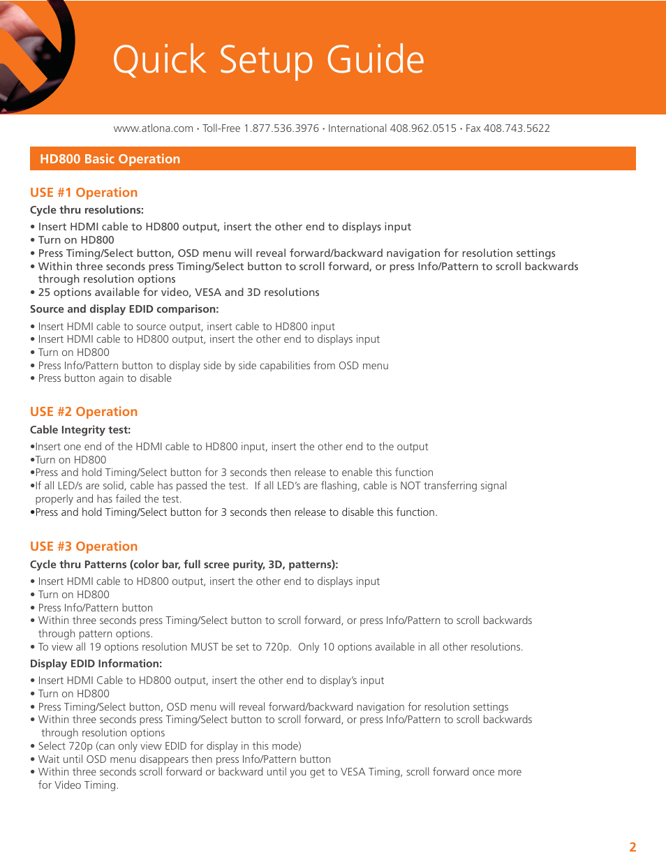 Quick setup guide | Atlona HDMI User Manual | Page 3 / 9