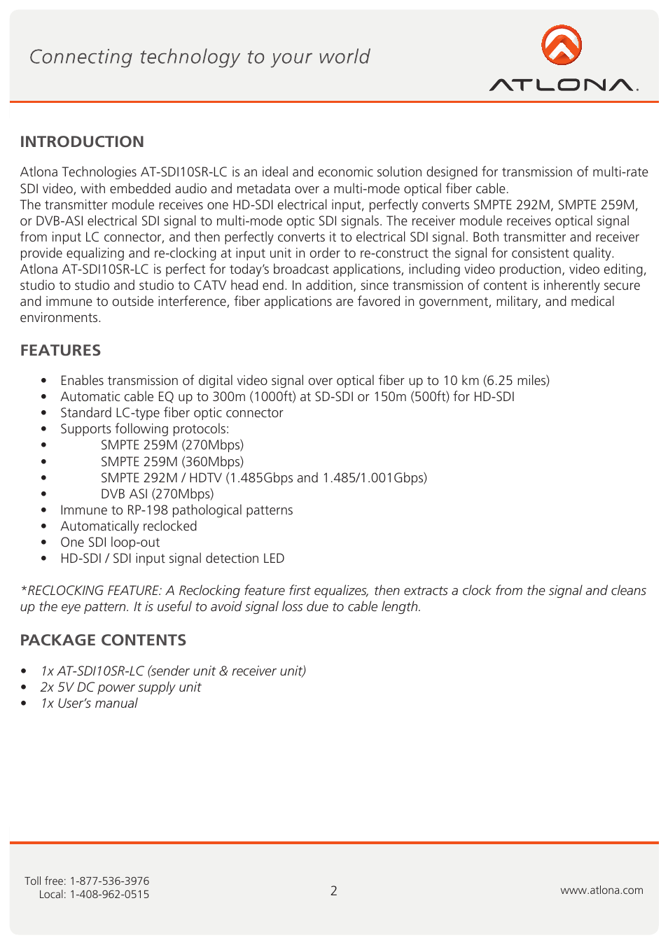 Atlona ATSDI10SR LC User Manual | Page 3 / 8