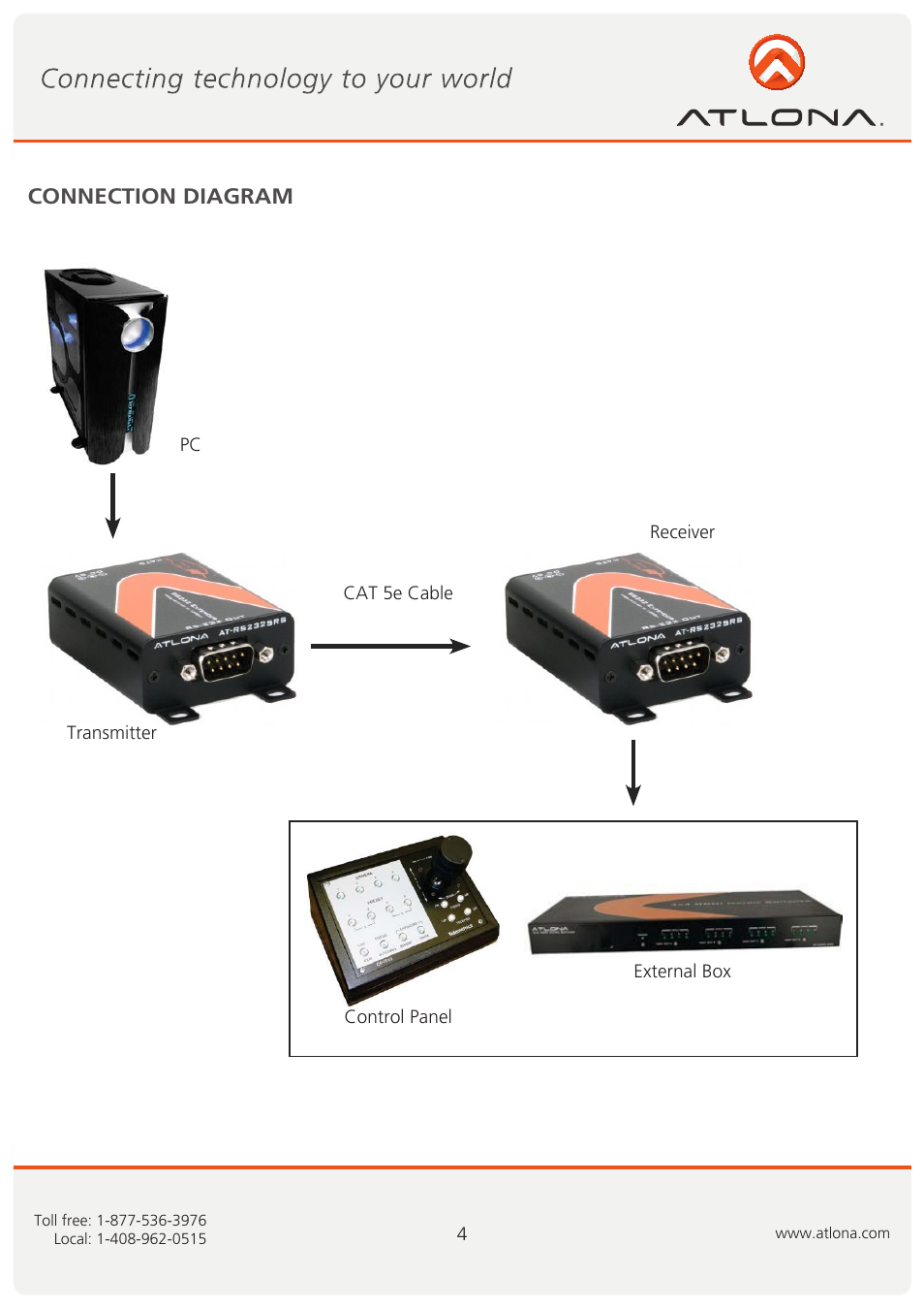 Connection diagram | Atlona ATRS232SRS User Manual | Page 5 / 8