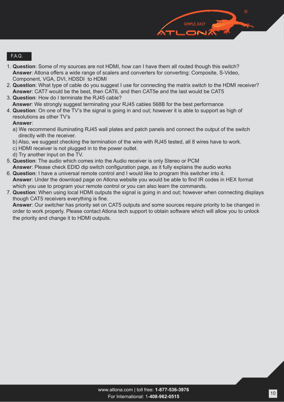 Atlona ATPROHD48M SR User Manual | Page 10 / 13