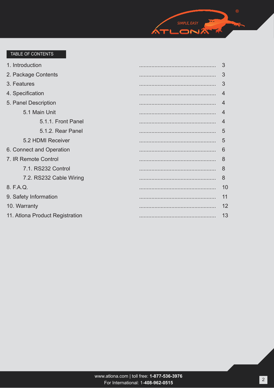 Atlona ATPROHD48M SR User Manual | Page 2 / 13