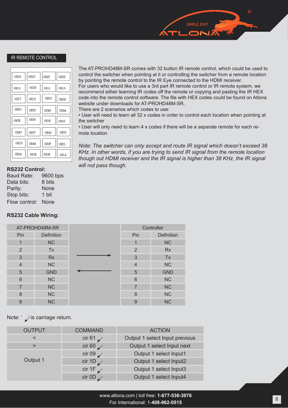 Atlona ATPROHD48M SR User Manual | Page 8 / 13