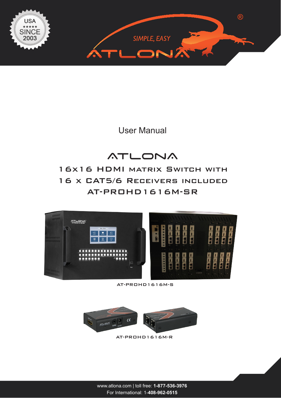 Atlona ATPROHD1616M SR User Manual | 16 pages