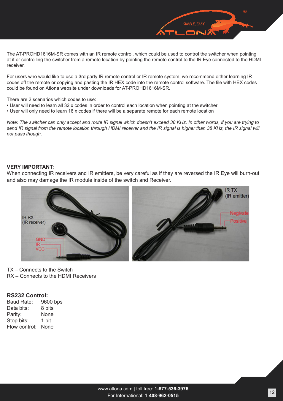 Atlona ATPROHD1616M SR User Manual | Page 12 / 16