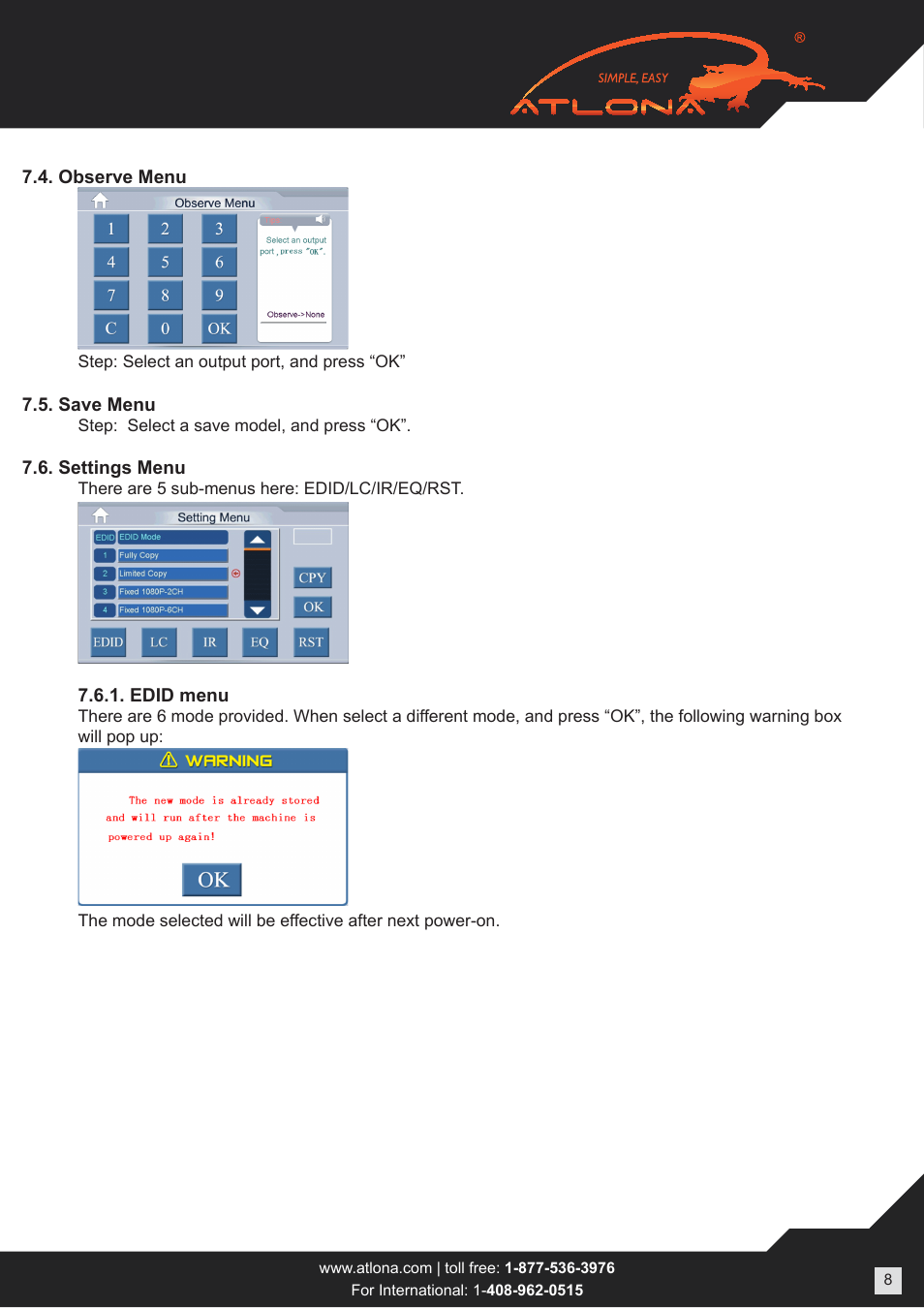 Atlona ATPROHD1616M SR User Manual | Page 8 / 16