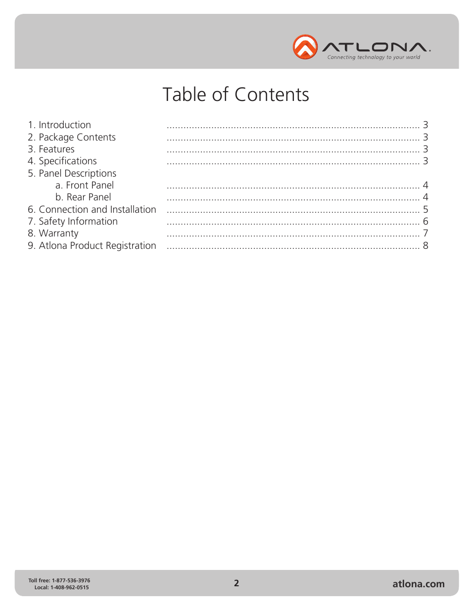 Atlona ATPRO2HD1616M RX User Manual | Page 2 / 8