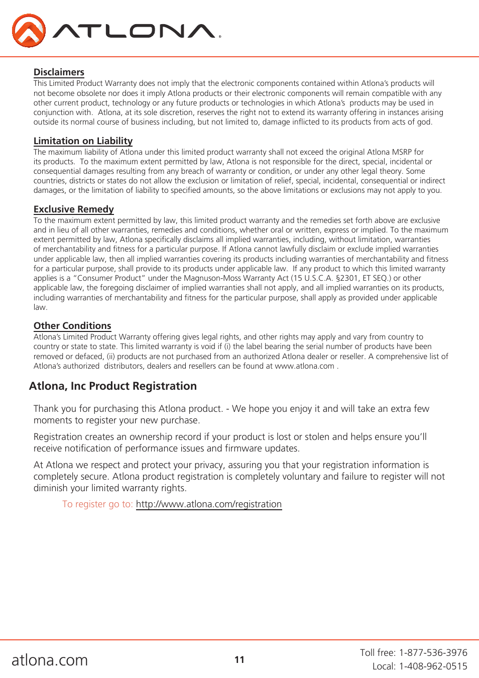 Atlona ATHDSync V3 User Manual | Page 11 / 11