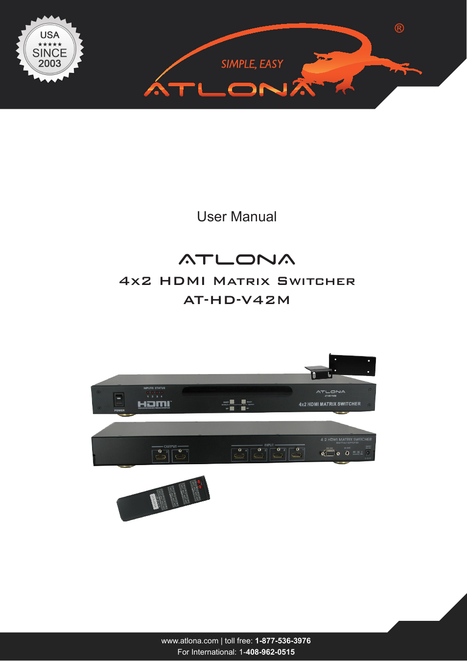 Atlona ATHD V42M User Manual | 12 pages
