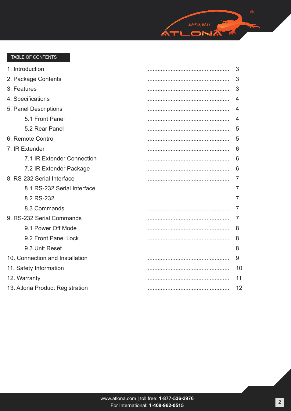 Atlona ATHD V42M User Manual | Page 2 / 12