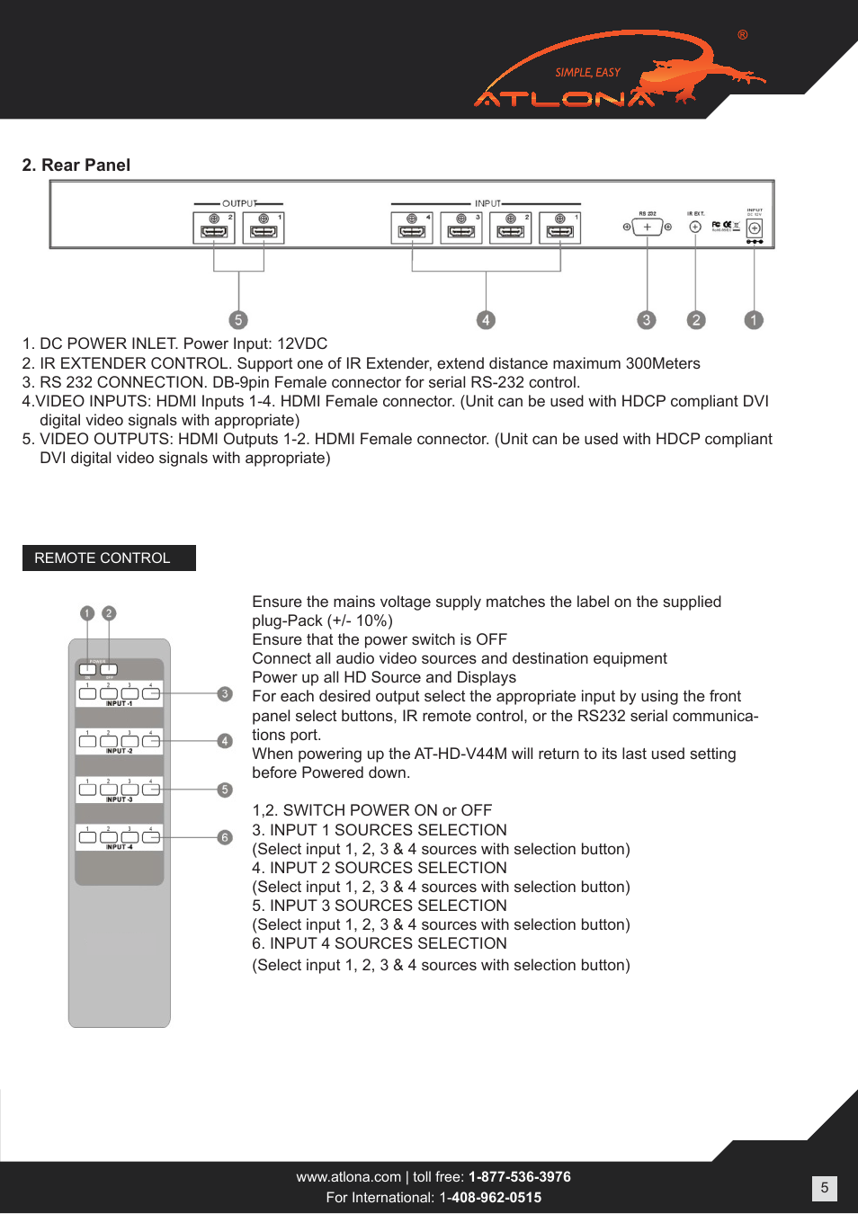 Atlona ATHD V42M User Manual | Page 5 / 12