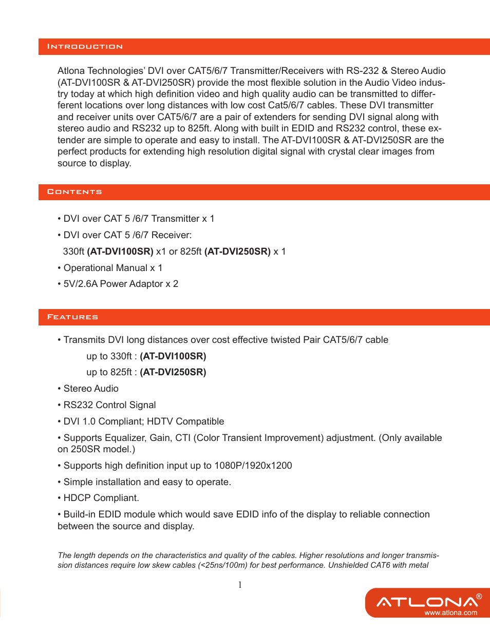 Atlona ATDVI250SR User Manual | Page 3 / 10