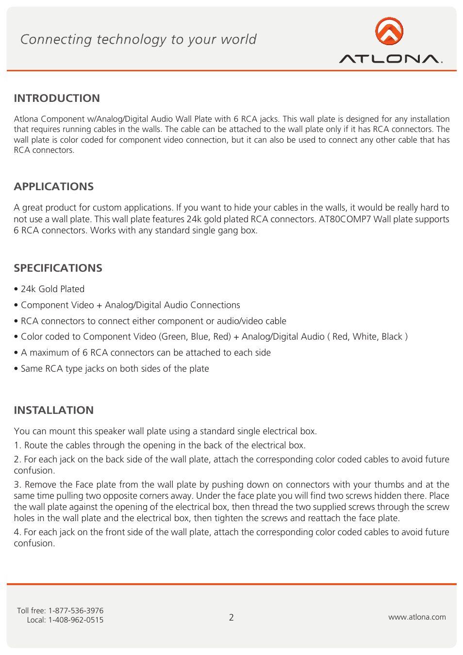Atlona AT80COMP7 User Manual | Page 3 / 6