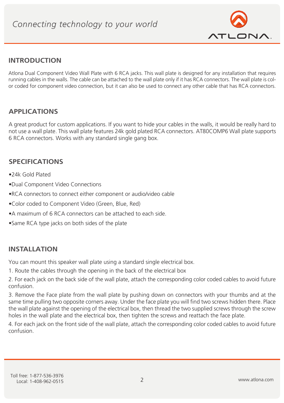 Atlona AT80COMP6 User Manual | Page 3 / 6