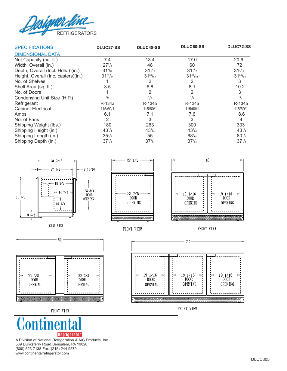 Continental Refrigerator DLUC27-SS User Manual | Page 2 / 2