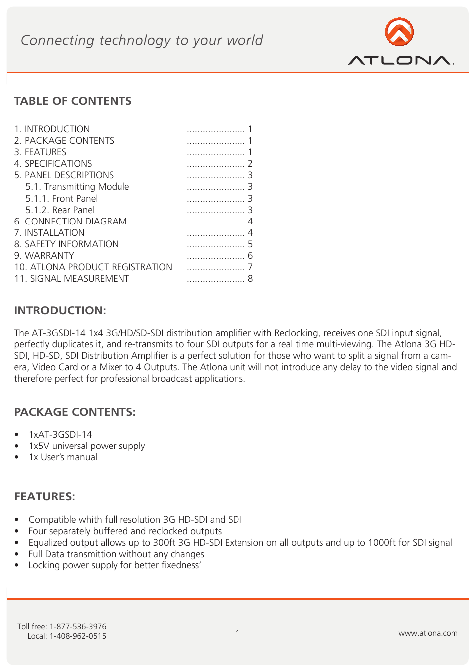 Atlona AT3GSDI 14 User Manual | Page 2 / 9