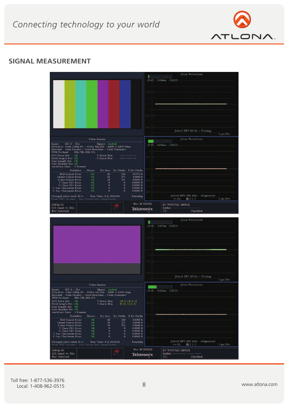 Signal measurement | Atlona AT3GSDI 14 User Manual | Page 9 / 9
