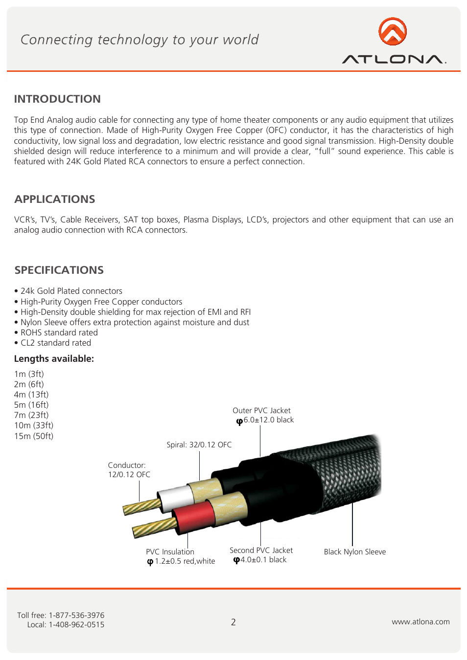 Introduction applications specifications | Atlona AT22080 User Manual | Page 3 / 6