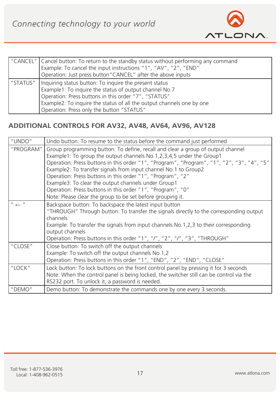 Atlona AT VIDEO MATRIX User Manual | Page 18 / 33