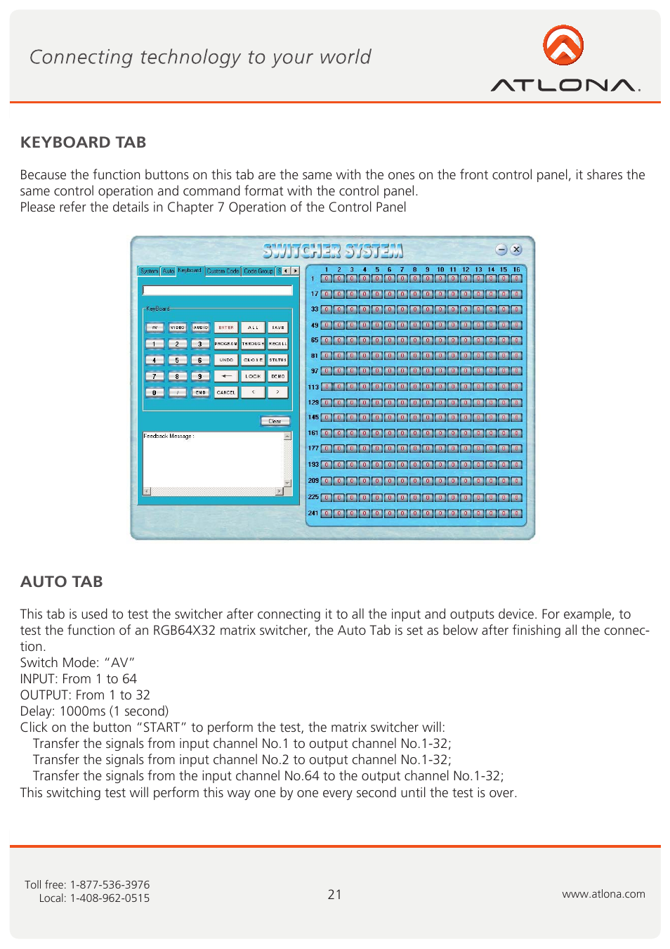 Atlona AT VIDEO MATRIX User Manual | Page 22 / 33