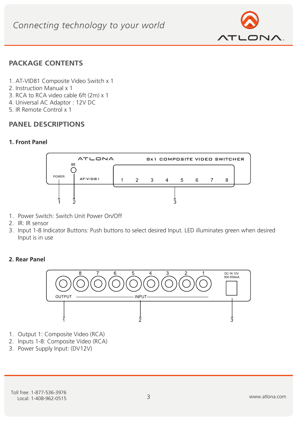Atlona AT VID81 User Manual | Page 4 / 8