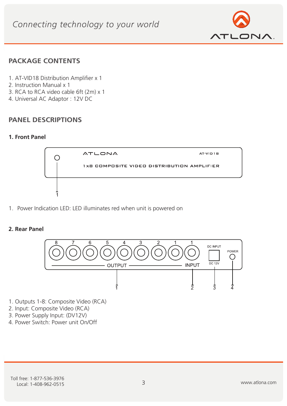 Atlona AT VID18 User Manual | Page 4 / 8