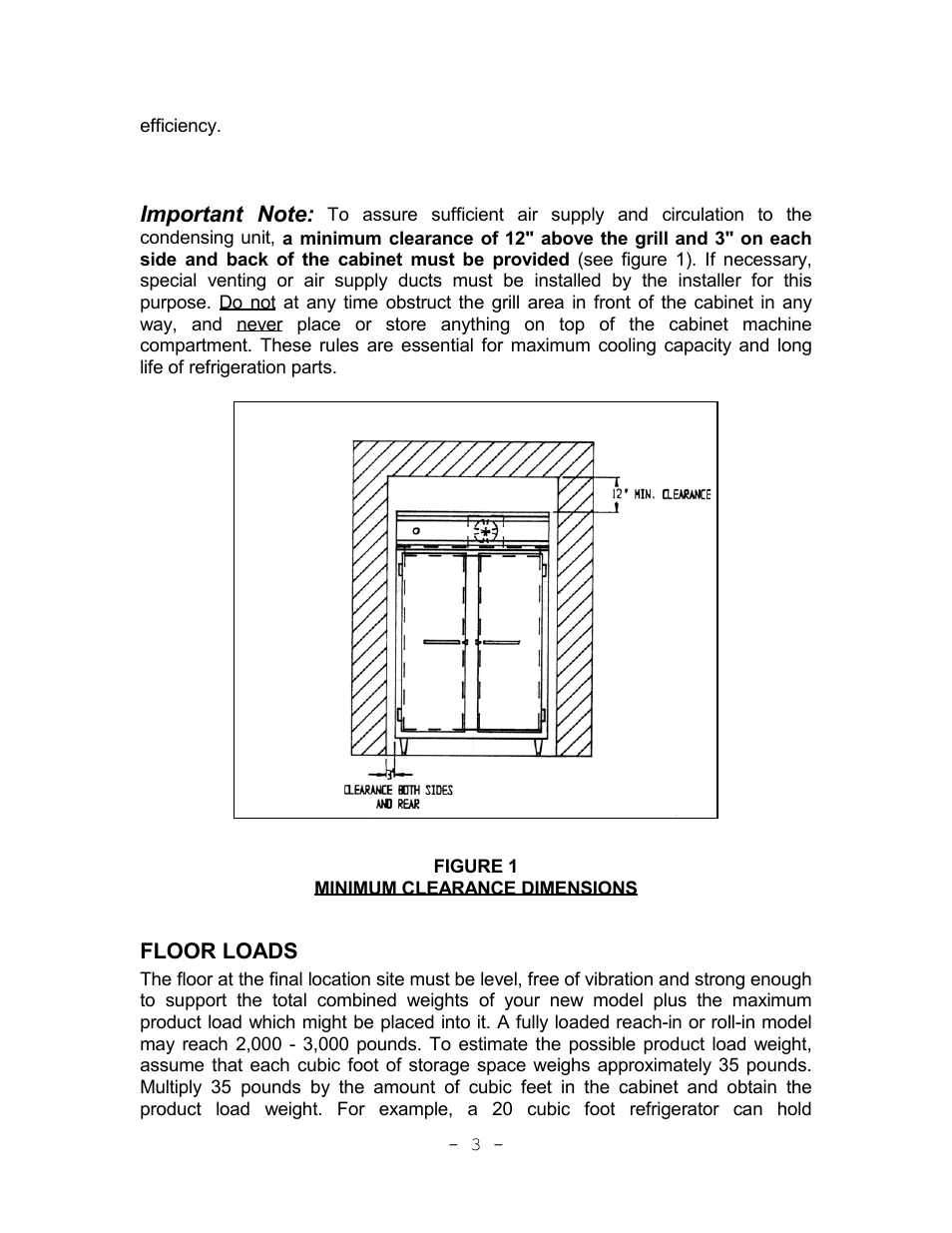 Floor loads | Continental Refrigerator Refrigerators and Freezers User Manual | Page 6 / 36