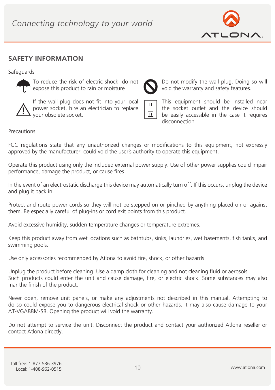 Atlona AT VGA88M SR User Manual | Page 11 / 13