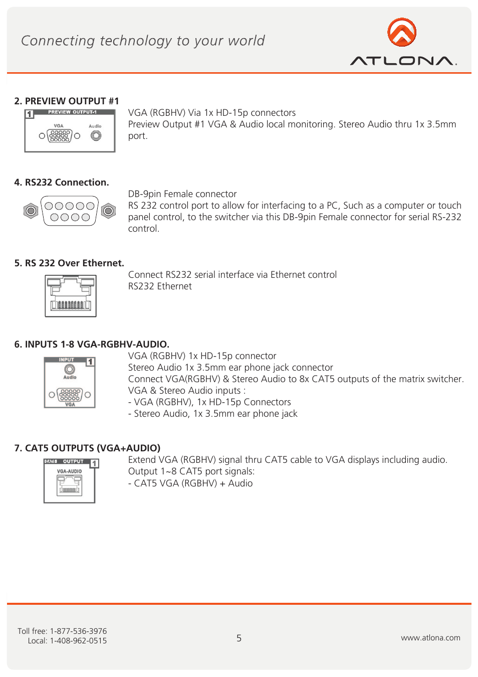 Atlona AT VGA88M SR User Manual | Page 6 / 13