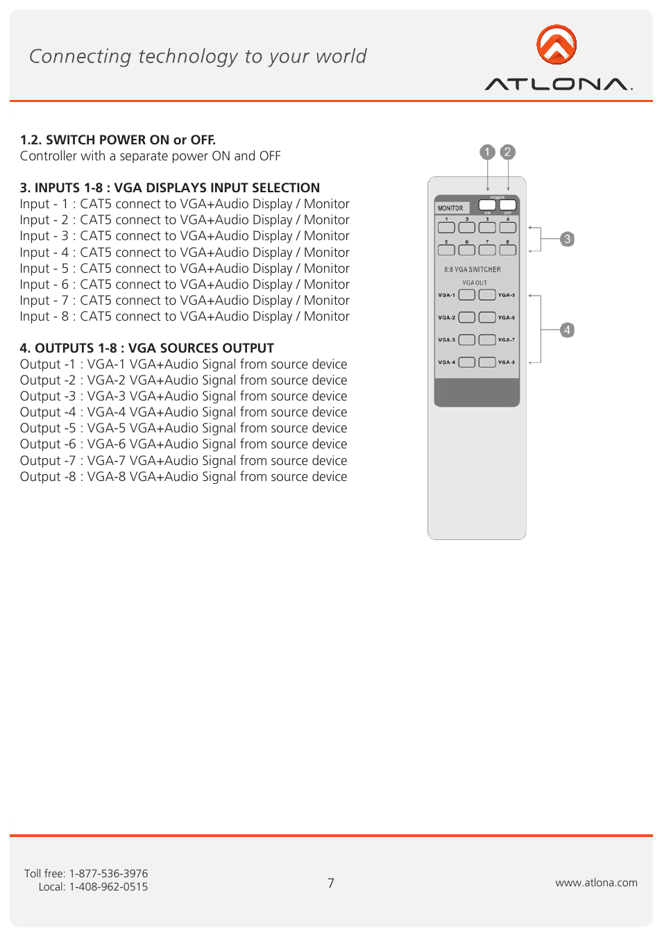Atlona AT VGA88M SR User Manual | Page 8 / 13