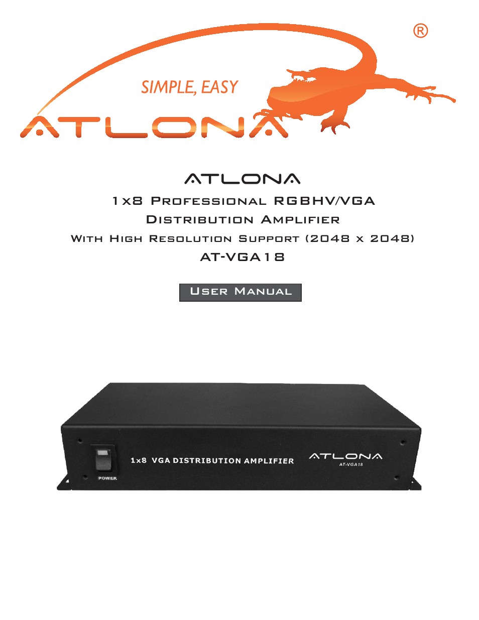 Atlona AT VGA18 User Manual | 8 pages