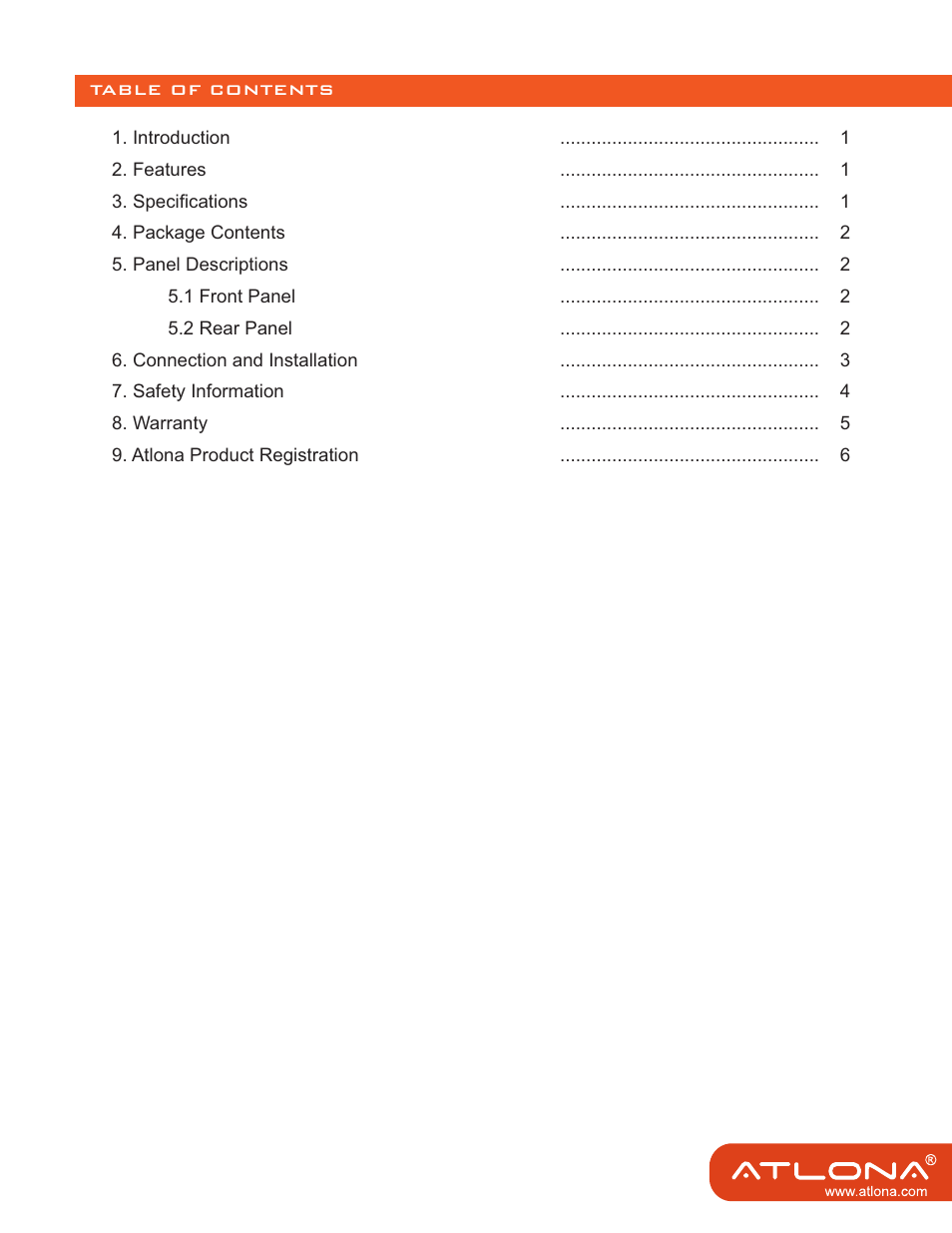 Atlona AT VGA18 User Manual | Page 2 / 8