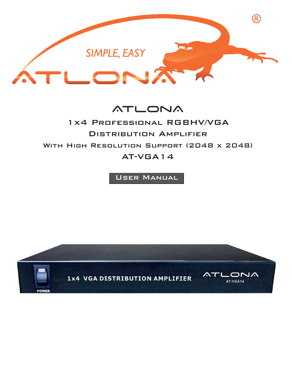 Atlona AT VGA14 User Manual | 8 pages