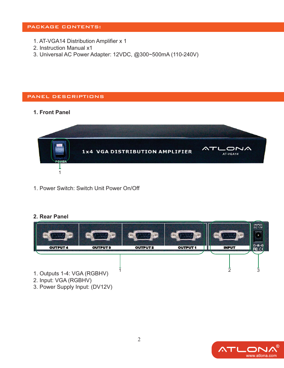 Atlona AT VGA14 User Manual | Page 4 / 8