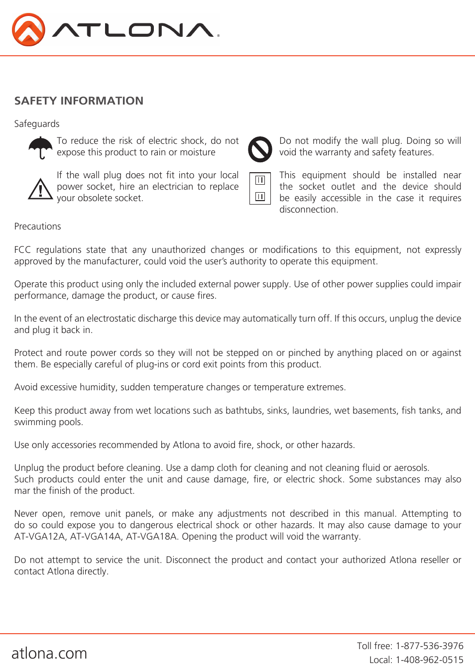 Atlona AT VGA12A 14A 18A User Manual | Page 6 / 8