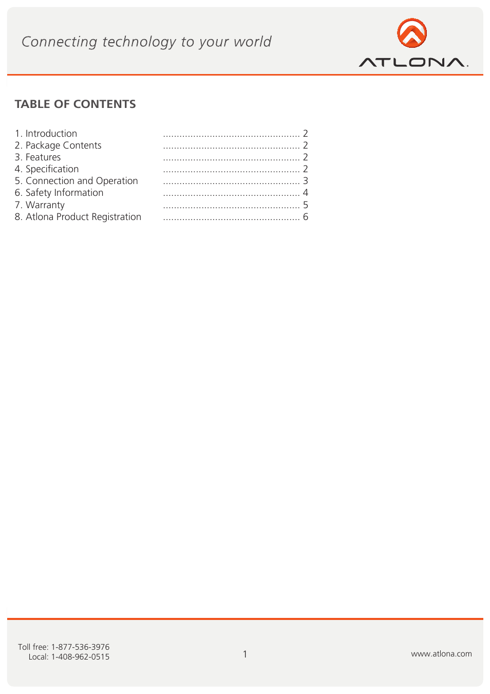 Atlona AT VGA11S User Manual | Page 2 / 7