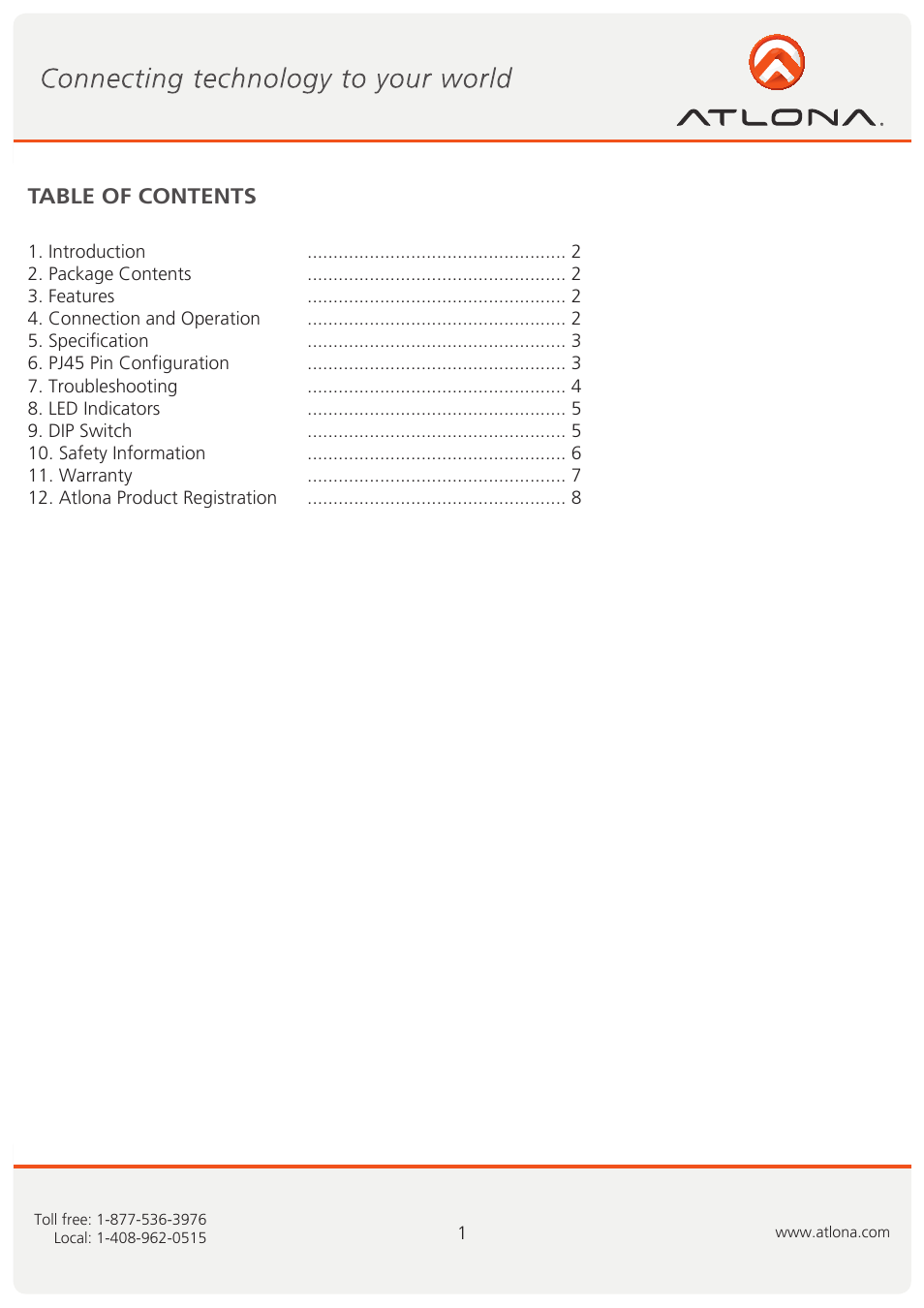 Atlona AT VGA10SS User Manual | Page 2 / 9