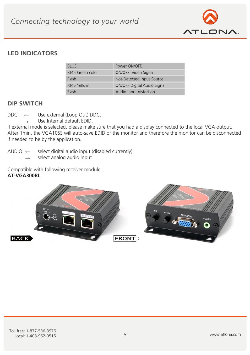 Atlona AT VGA10SS User Manual | Page 6 / 9
