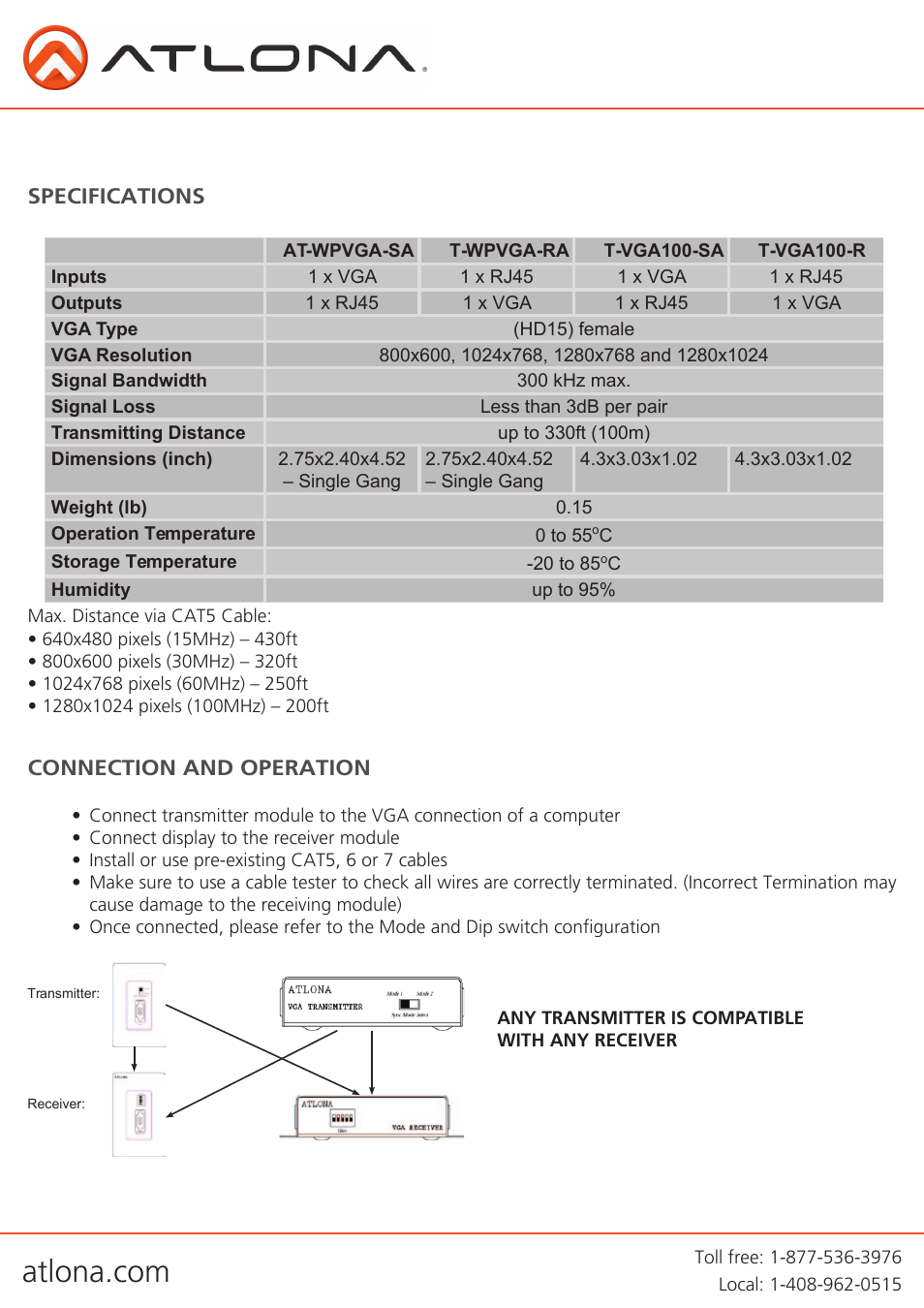 Atlona AT VGA100 WPVGA User Manual | Page 4 / 10