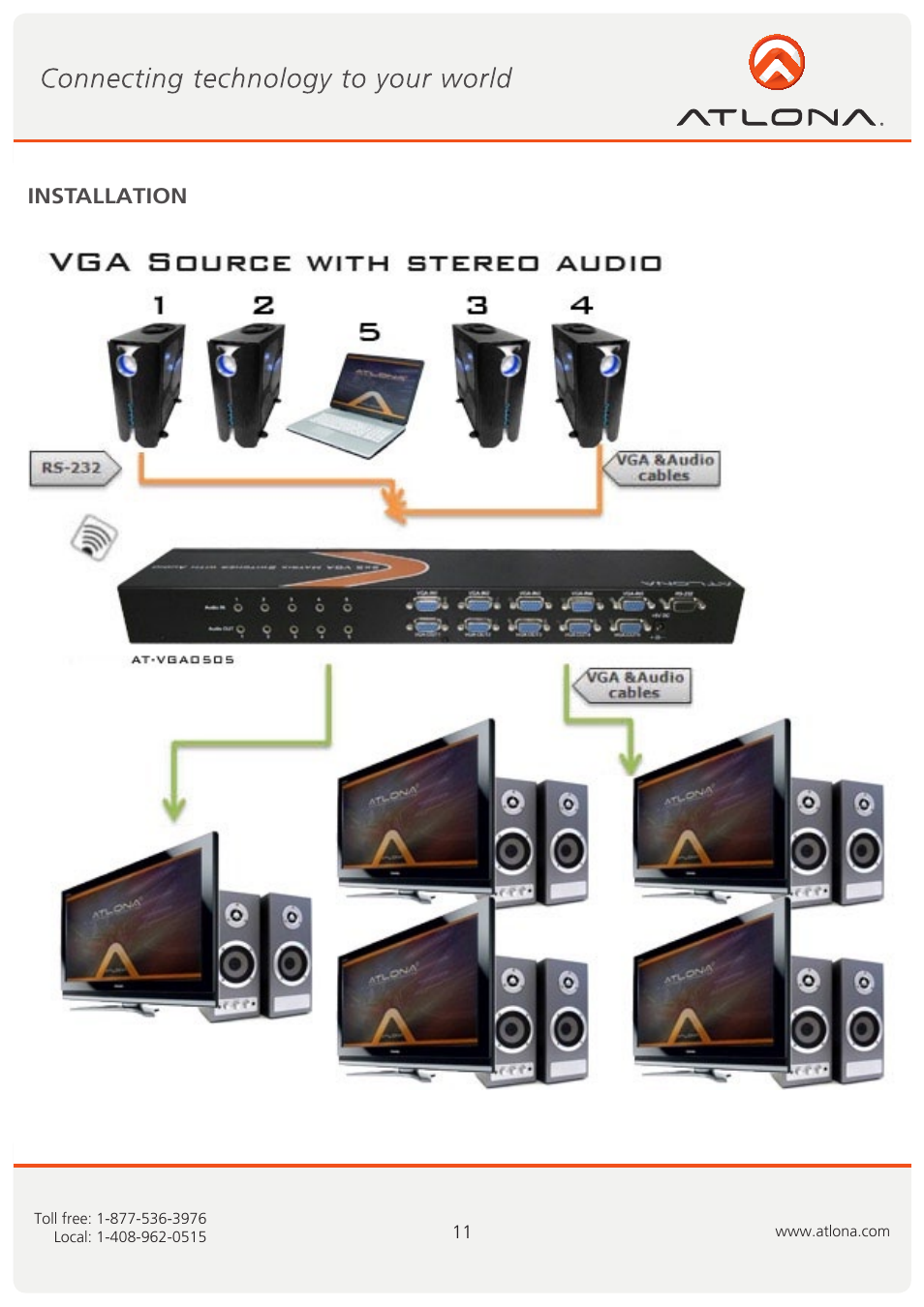 Installation | Atlona AT VGA0505 User Manual | Page 12 / 15