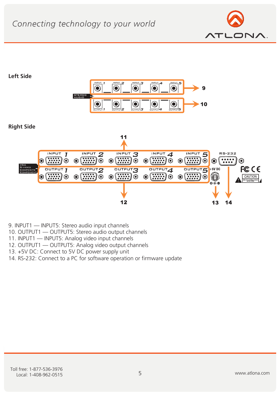 Atlona AT VGA0505 User Manual | Page 6 / 15