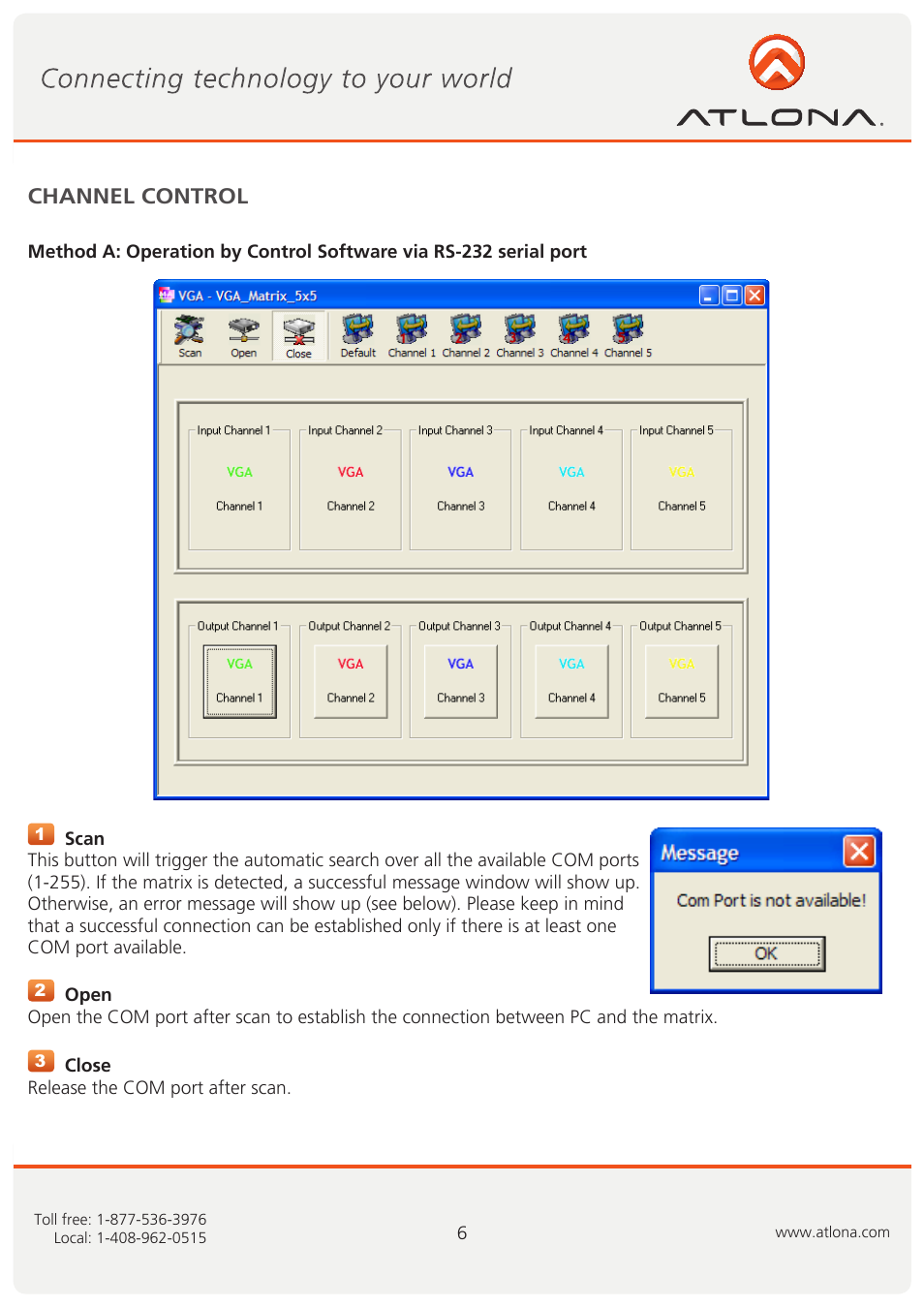 Channel control | Atlona AT VGA0505 User Manual | Page 7 / 15