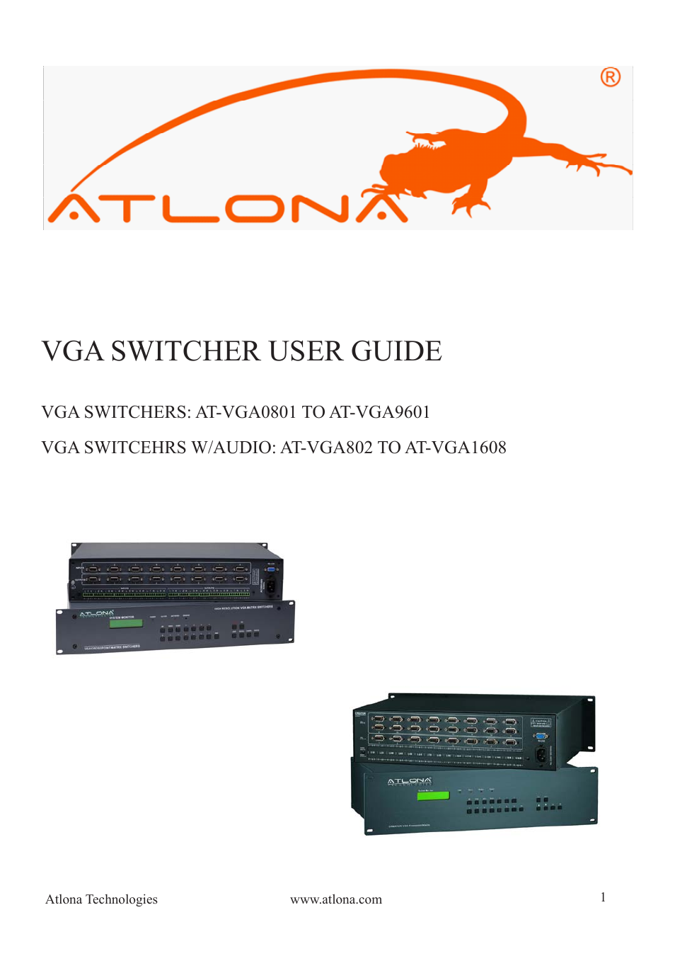 Atlona AT VGA MATRIX User Manual | 24 pages